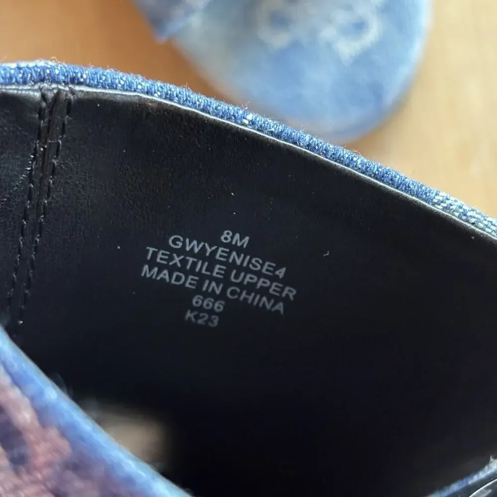 Guess Denim Logo Wedge Mules Women’s 8M Blue Slip On Platform Shoes New - Picture 8 of 10